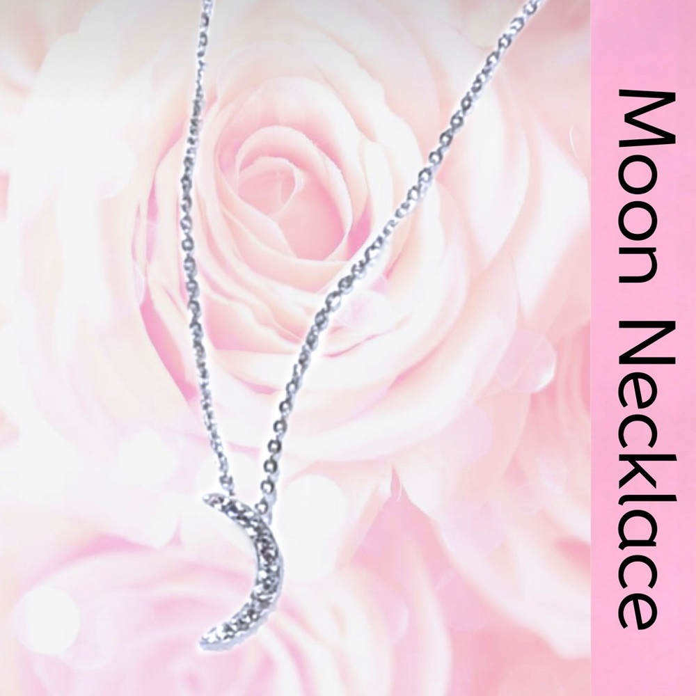 RHINESTONE SILVER MOON NECKLACE
